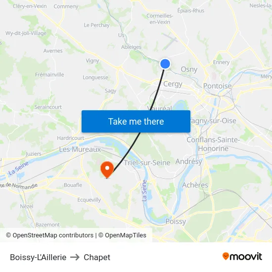 Boissy-L'Aillerie to Chapet map