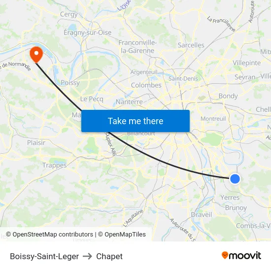 Boissy-Saint-Leger to Chapet map