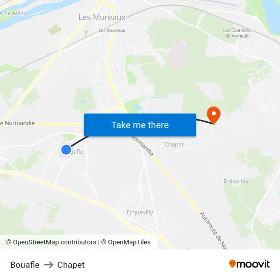 Bouafle to Chapet map