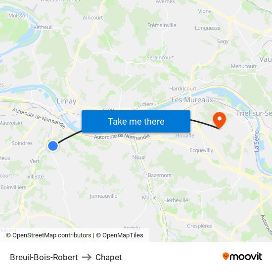 Breuil-Bois-Robert to Chapet map