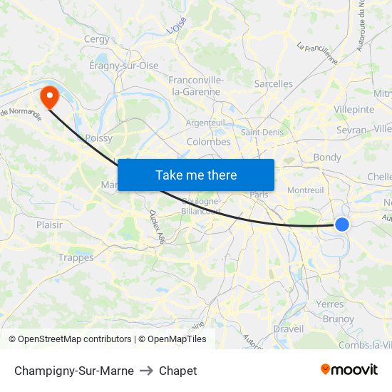 Champigny-Sur-Marne to Chapet map