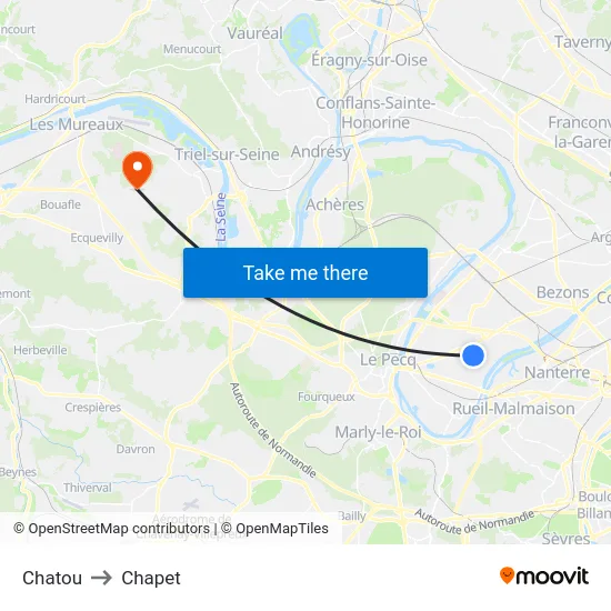 Chatou to Chapet map