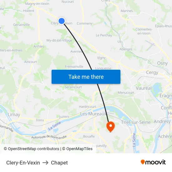 Clery-En-Vexin to Chapet map