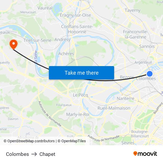 Colombes to Chapet map