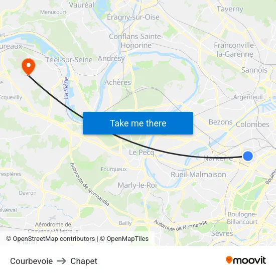 Courbevoie to Chapet map
