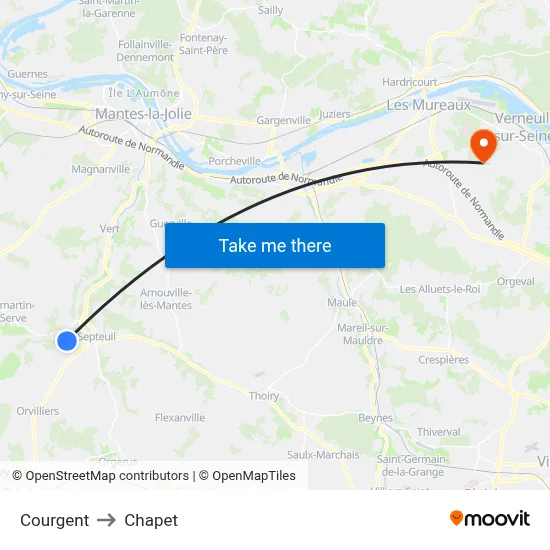 Courgent to Chapet map