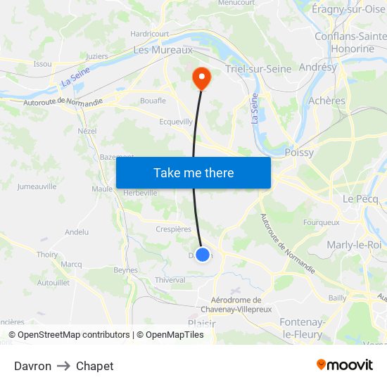 Davron to Chapet map