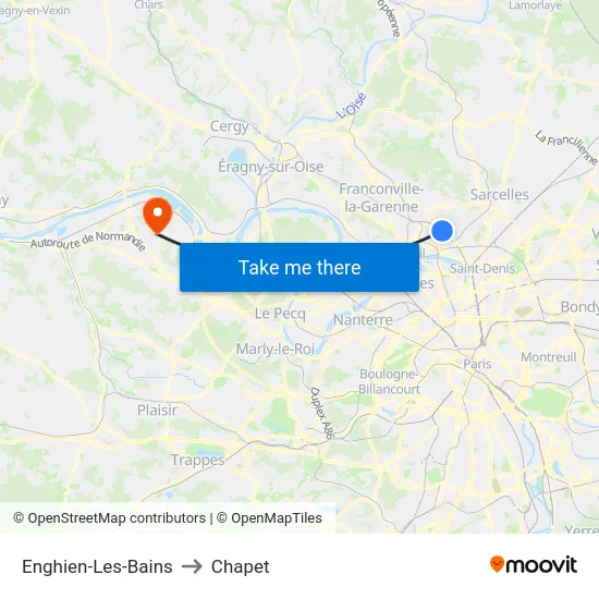 Enghien-Les-Bains to Chapet map