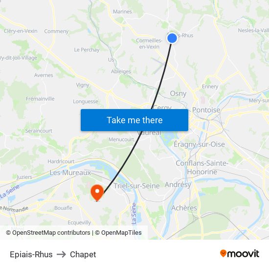 Epiais-Rhus to Chapet map