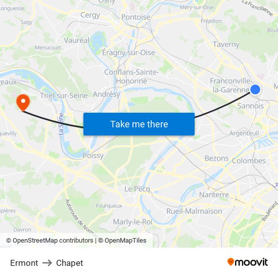 Ermont to Chapet map
