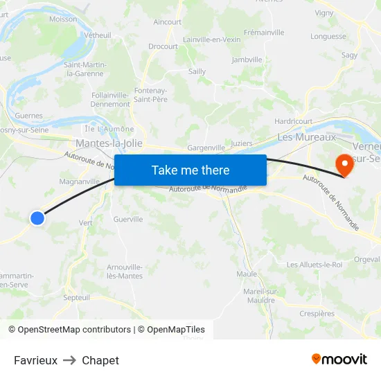 Favrieux to Chapet map