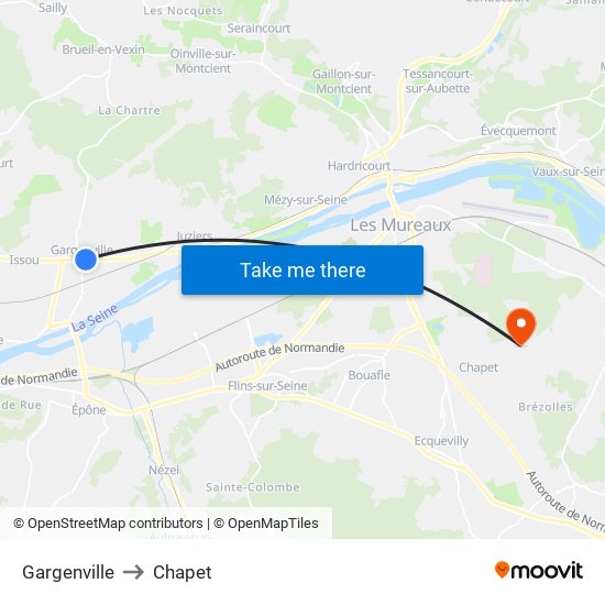 Gargenville to Chapet map