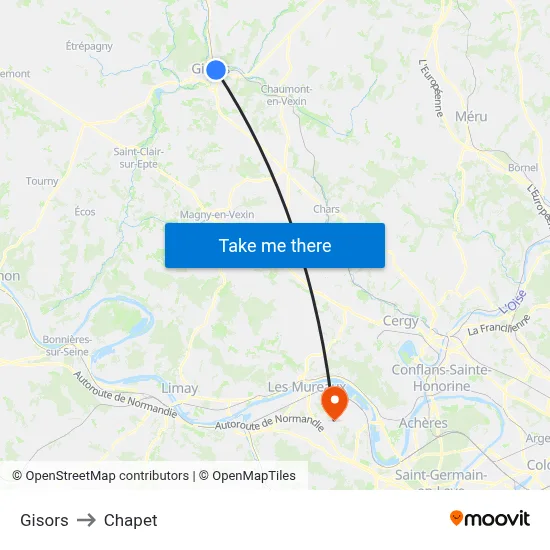 Gisors to Chapet map