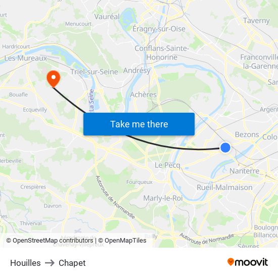 Houilles to Chapet map