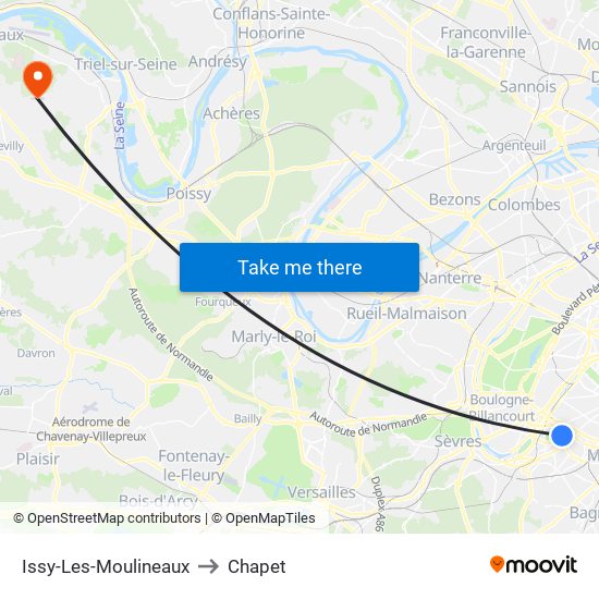 Issy-Les-Moulineaux to Chapet map