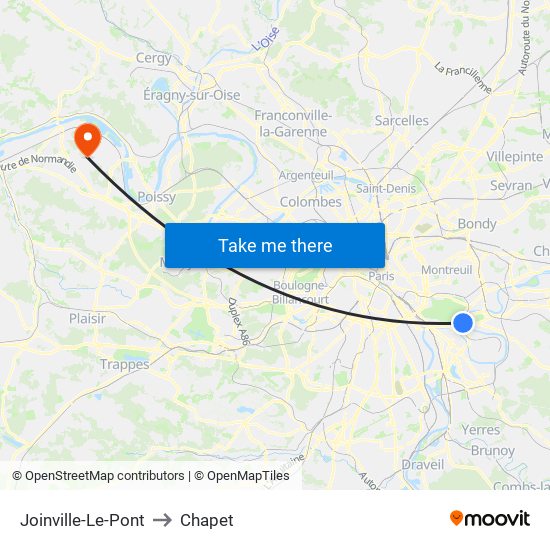Joinville-Le-Pont to Chapet map