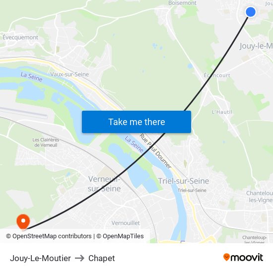 Jouy-Le-Moutier to Chapet map