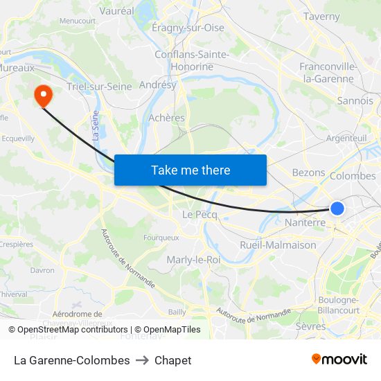 La Garenne-Colombes to Chapet map