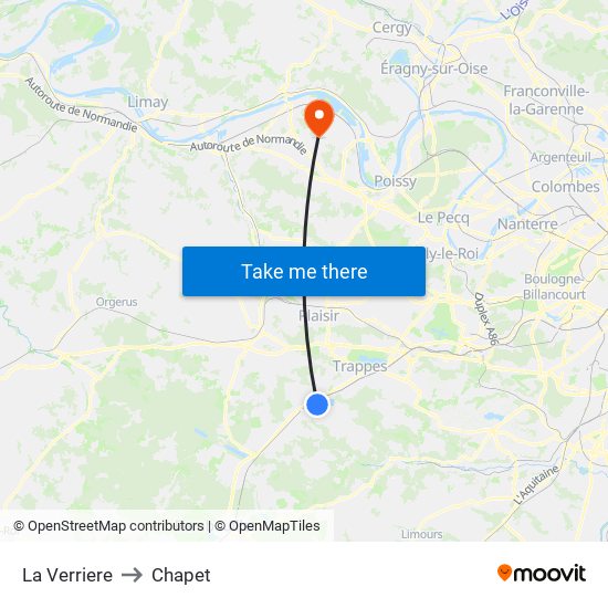 La Verriere to Chapet map