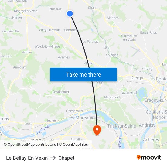 Le Bellay-En-Vexin to Chapet map