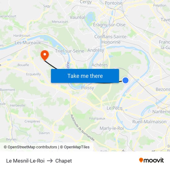 Le Mesnil-Le-Roi to Chapet map