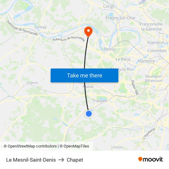 Le Mesnil-Saint-Denis to Chapet map