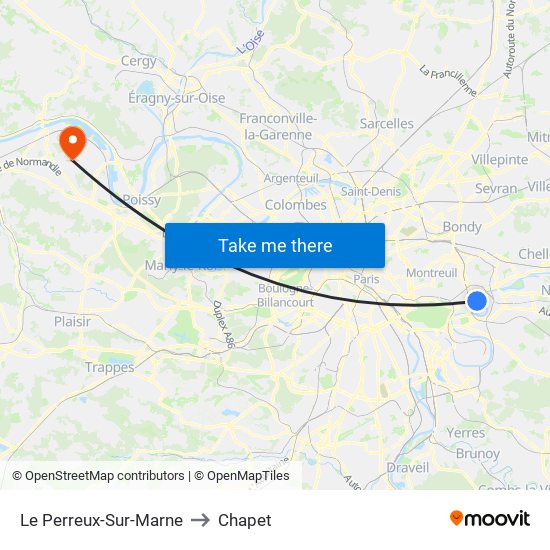 Le Perreux-Sur-Marne to Chapet map