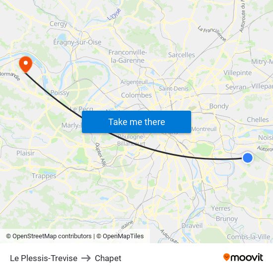 Le Plessis-Trevise to Chapet map