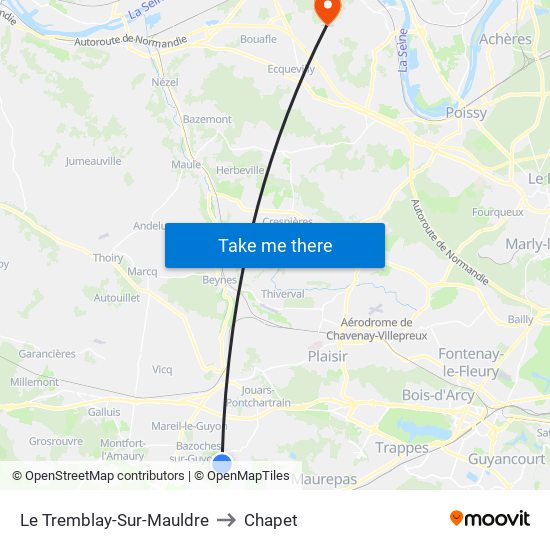 Le Tremblay-Sur-Mauldre to Chapet map