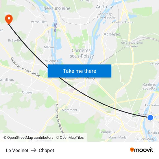 Le Vesinet to Chapet map