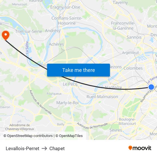 Levallois-Perret to Chapet map