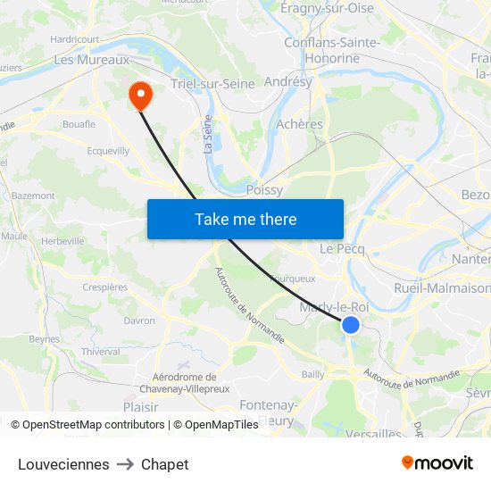 Louveciennes to Chapet map