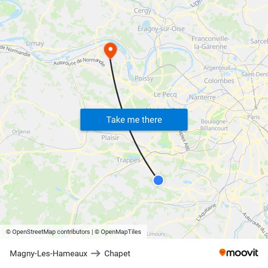 Magny-Les-Hameaux to Chapet map