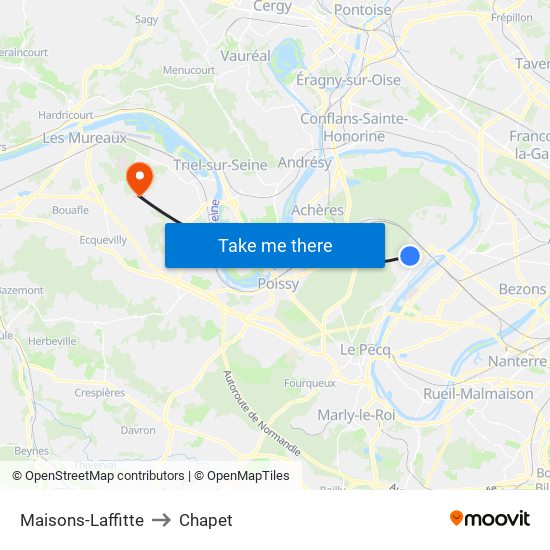 Maisons-Laffitte to Chapet map