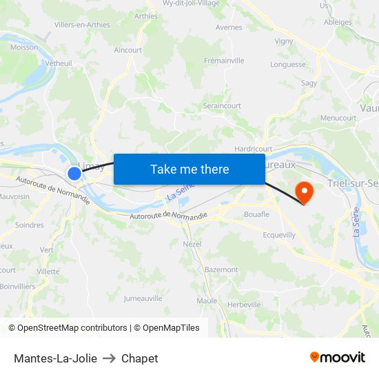 Mantes-La-Jolie to Chapet map