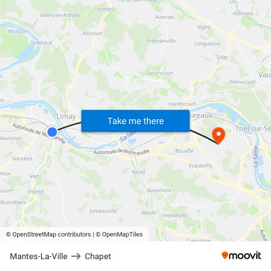Mantes-La-Ville to Chapet map