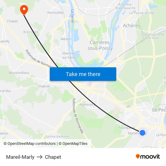 Mareil-Marly to Chapet map