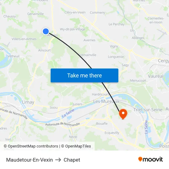 Maudetour-En-Vexin to Chapet map