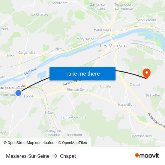 Mezieres-Sur-Seine to Chapet map