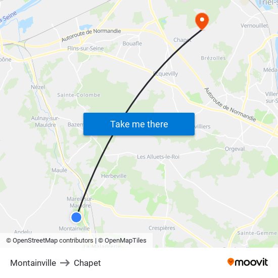 Montainville to Chapet map