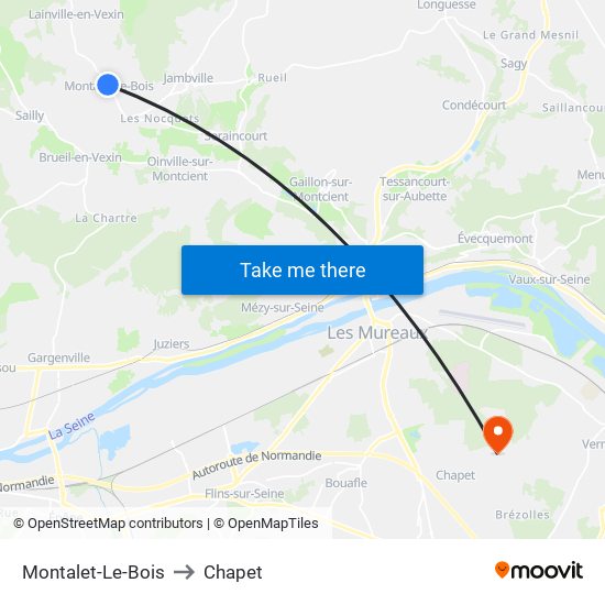 Montalet-Le-Bois to Chapet map