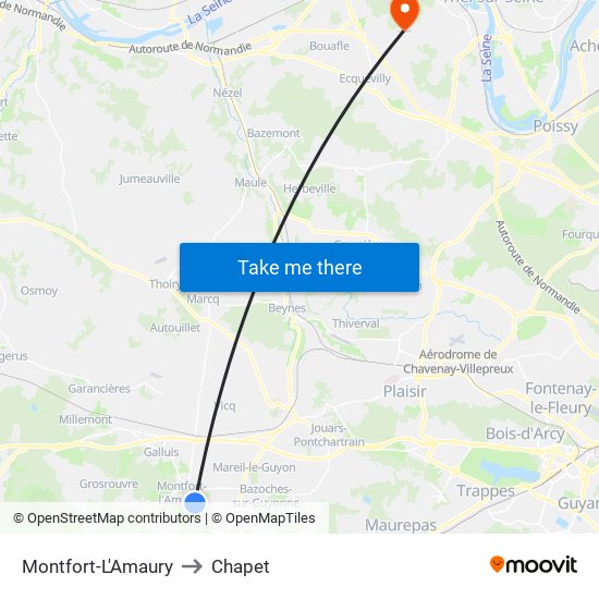 Montfort-L'Amaury to Chapet map