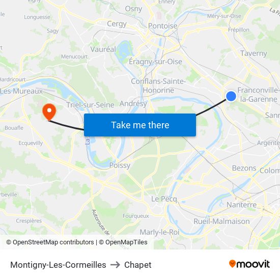 Montigny-Les-Cormeilles to Chapet map