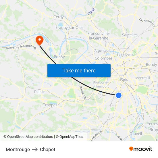 Montrouge to Chapet map