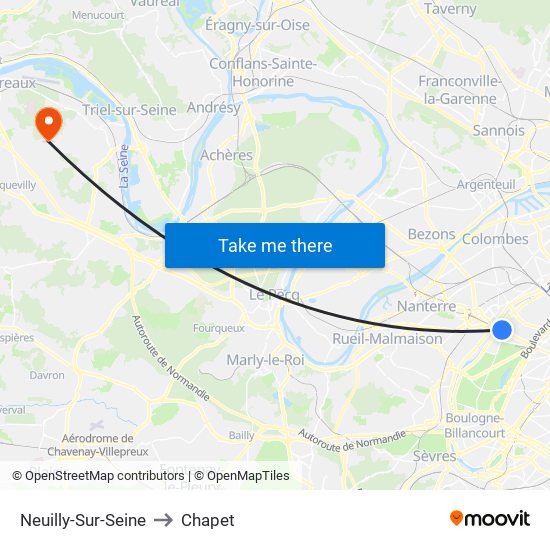 Neuilly-Sur-Seine to Chapet map