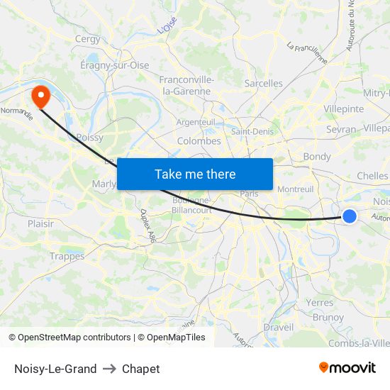 Noisy-Le-Grand to Chapet map