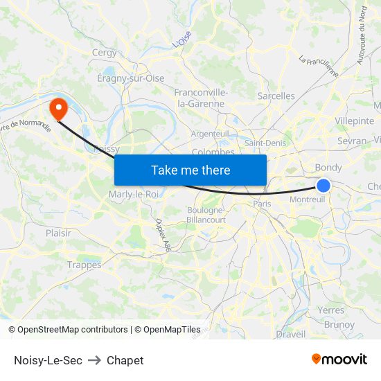 Noisy-Le-Sec to Chapet map