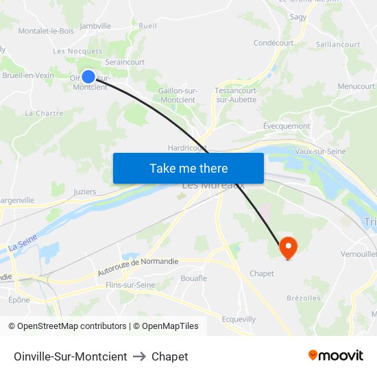Oinville-Sur-Montcient to Chapet map