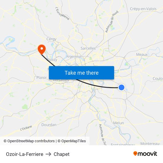 Ozoir-La-Ferriere to Chapet map