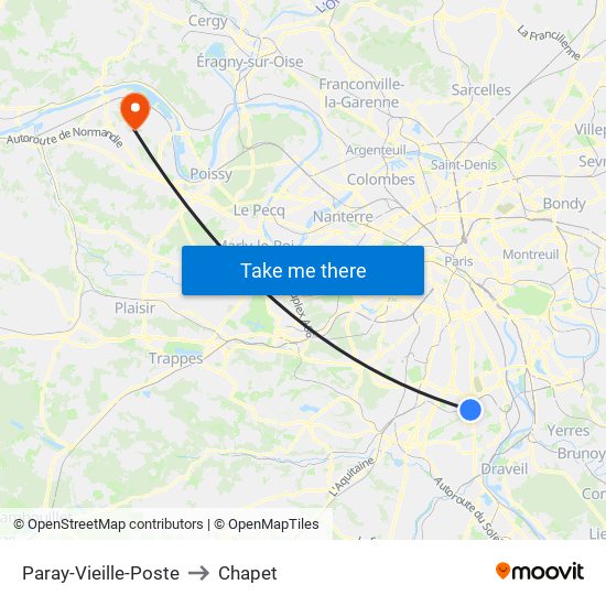 Paray-Vieille-Poste to Chapet map